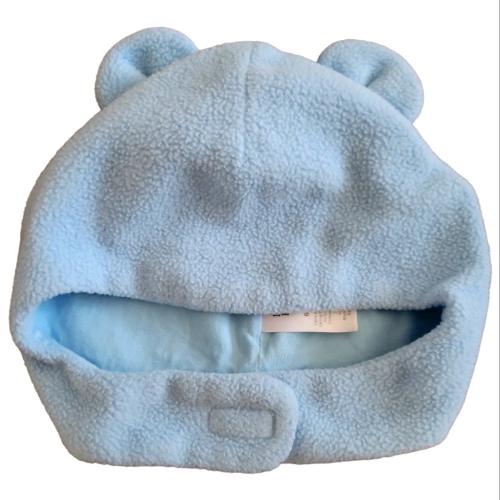 Luvable Friends Blue Ears Velcro Baby Infant Hat Cap Beanie